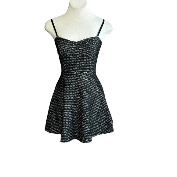 Forever 21 Black Mesh Cage Back Short Skater Dress Size Small - Picture 1 of 9
